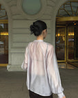 Hydrae Sheer Embroidered Tie-Front Blouse with Voluminous Sleeves