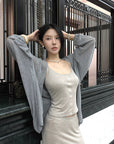 Hydrae Soft Sheer Knit Camisole & Low-Rise Floor-Length Column Skirt Two-Piece Set
