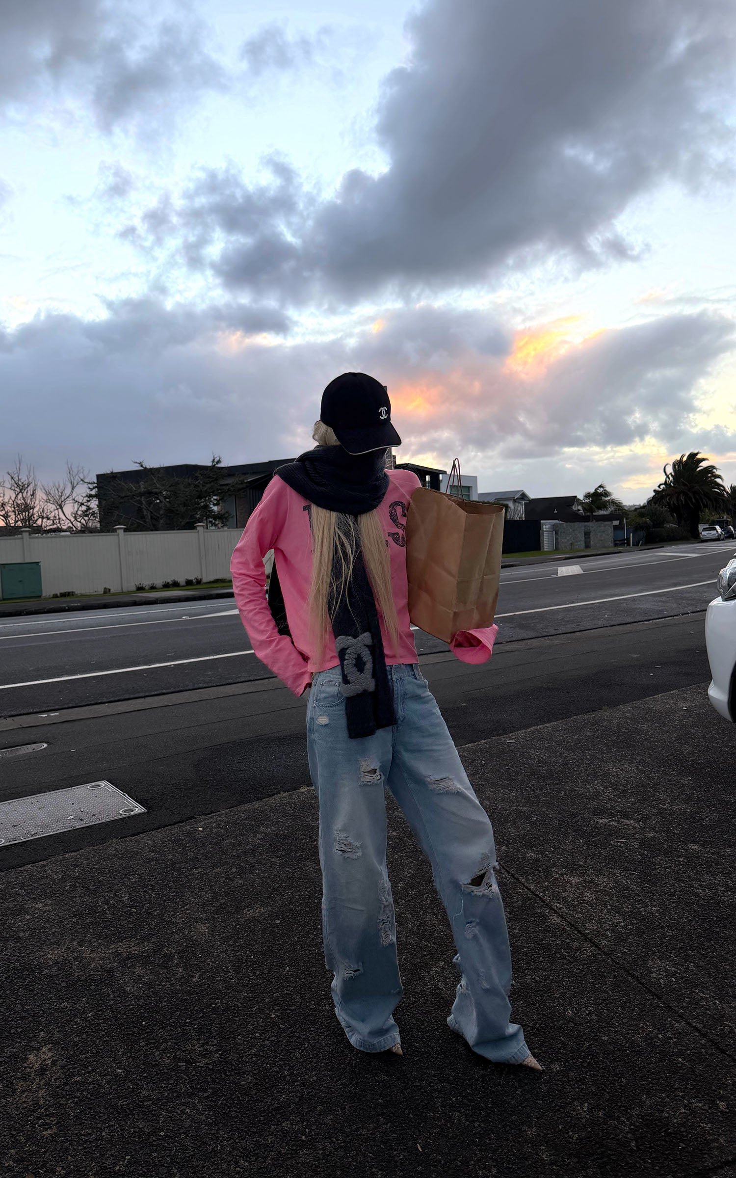 Rase le sol Pantalon en denim à jambes larges déstructuré