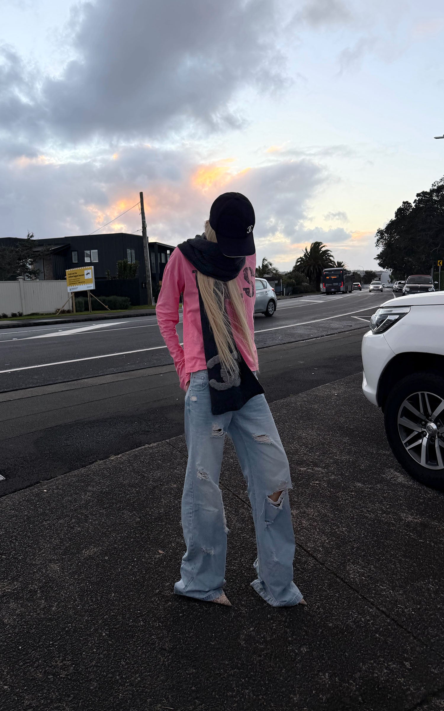 Rase le sol Pantalon en denim à jambes larges déstructuré