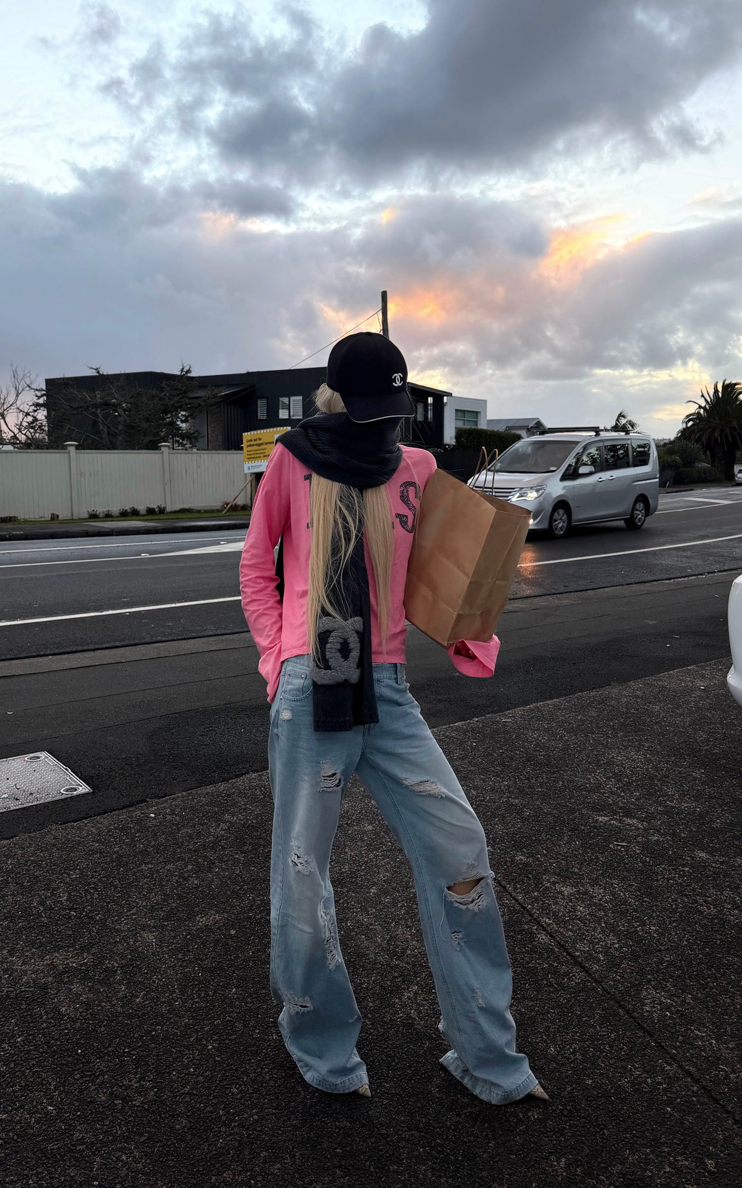 Rase le sol Pantalon en denim à jambes larges déstructuré
