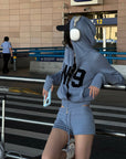 WARDEN EDGE W9 Intarsia Wool Knit Zip Hoodie & Shorts Set
