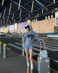 WARDEN EDGE W9 Intarsia Wool Knit Zip Hoodie & Shorts Set