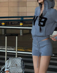 WARDEN EDGE W9 Intarsia Wool Knit Zip Hoodie & Shorts Set