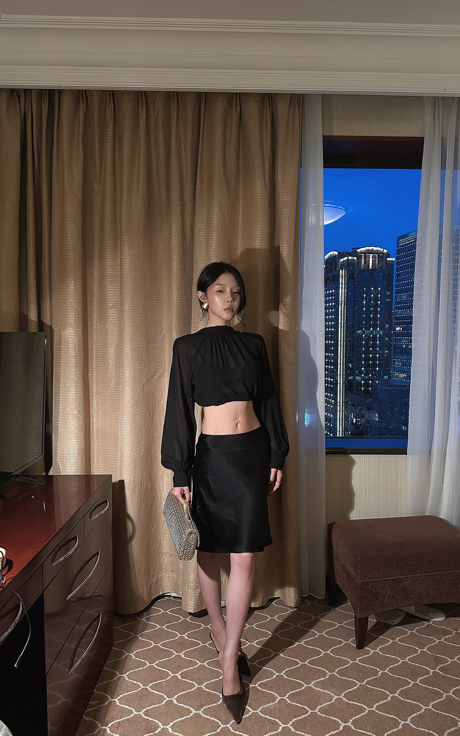 Hydrae Satin Low Rise A-Line Mini Skirt