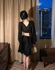 Hydrae Satin Low Rise A-Line Mini Skirt
