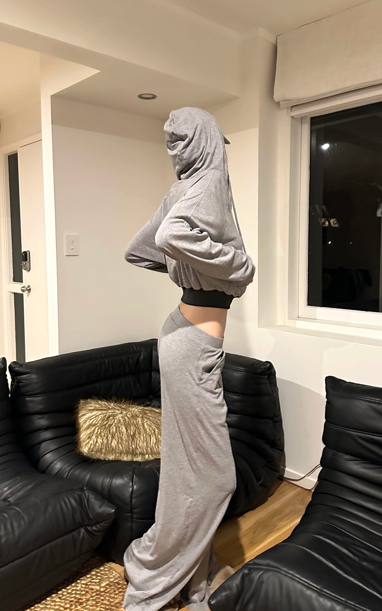 Rase le sol Sweat à capuche zippé imprimé &amp; Ensemble pantalon de survêtement à jambe large