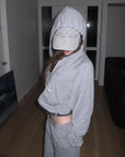 Rase le sol Sweat à capuche zippé imprimé & Ensemble pantalon de survêtement à jambe large