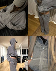 Rase le sol Sweat à capuche zippé imprimé & Ensemble pantalon de survêtement à jambe large