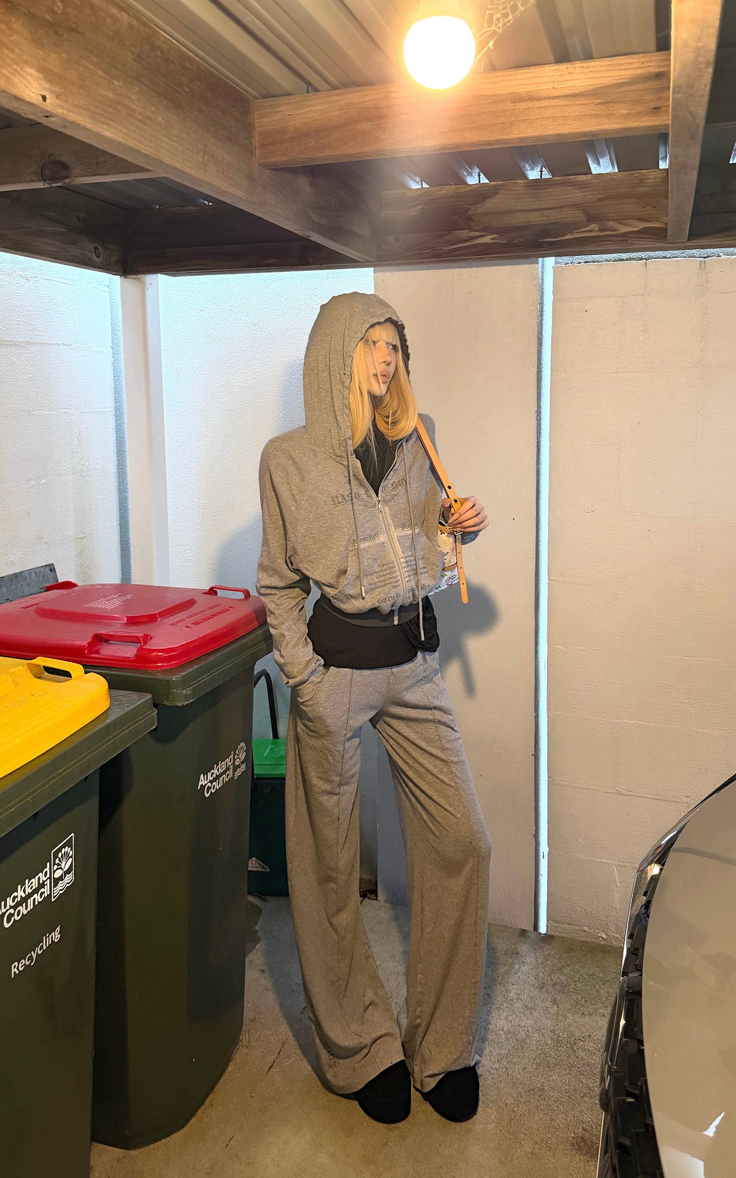 Rase le sol Sweat à capuche zippé imprimé &amp; Ensemble pantalon de survêtement à jambe large