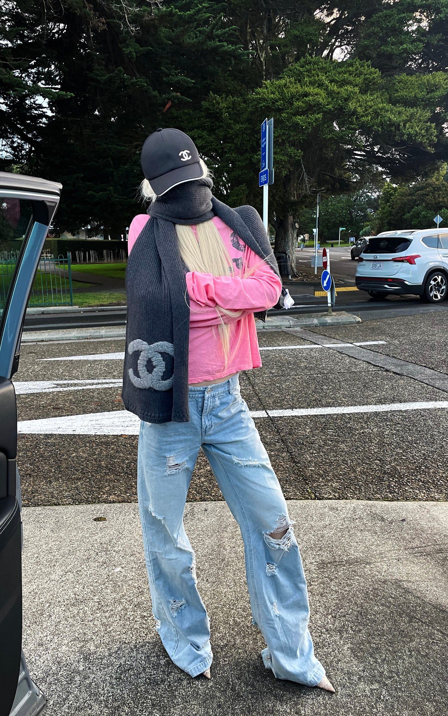 Rase le sol Pantalon en denim à jambes larges déstructuré
