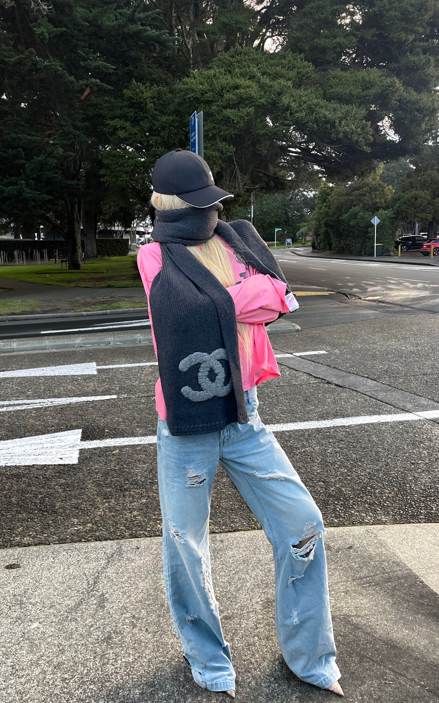 Rase le sol Pantalon en denim à jambes larges déstructuré