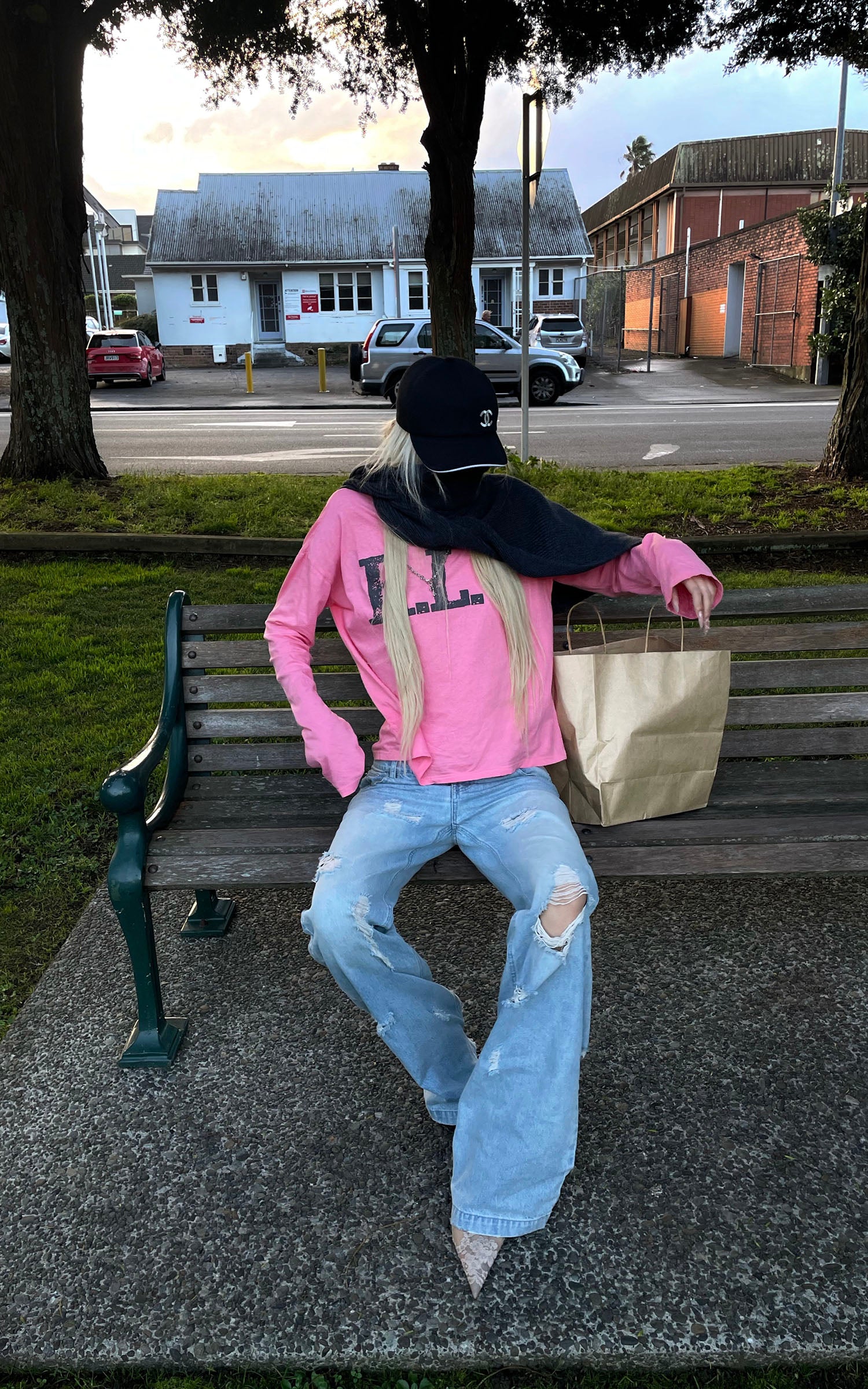 Rase le sol Pantalon en denim à jambes larges déstructuré