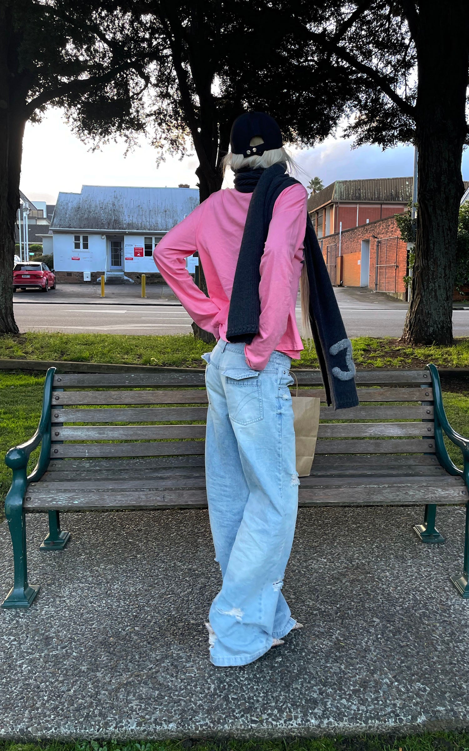Rase le sol Pantalon en denim à jambes larges déstructuré