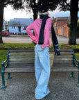 Rase le sol Pantalon en denim à jambes larges déstructuré