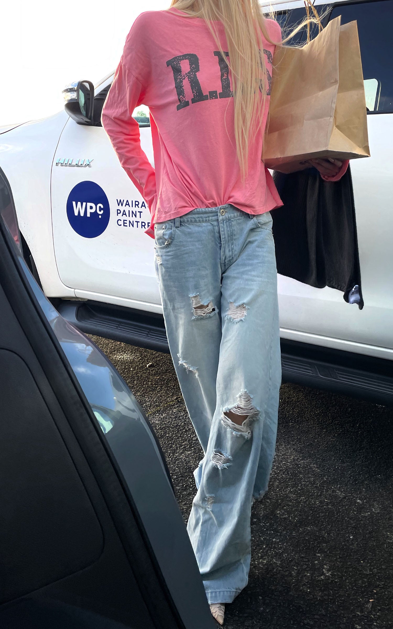Rase le sol Pantalon en denim à jambes larges déstructuré