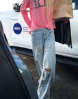 Rase le sol Pantalon en denim à jambes larges déstructuré