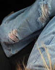 Rase le sol Pantalon en denim à jambes larges déstructuré