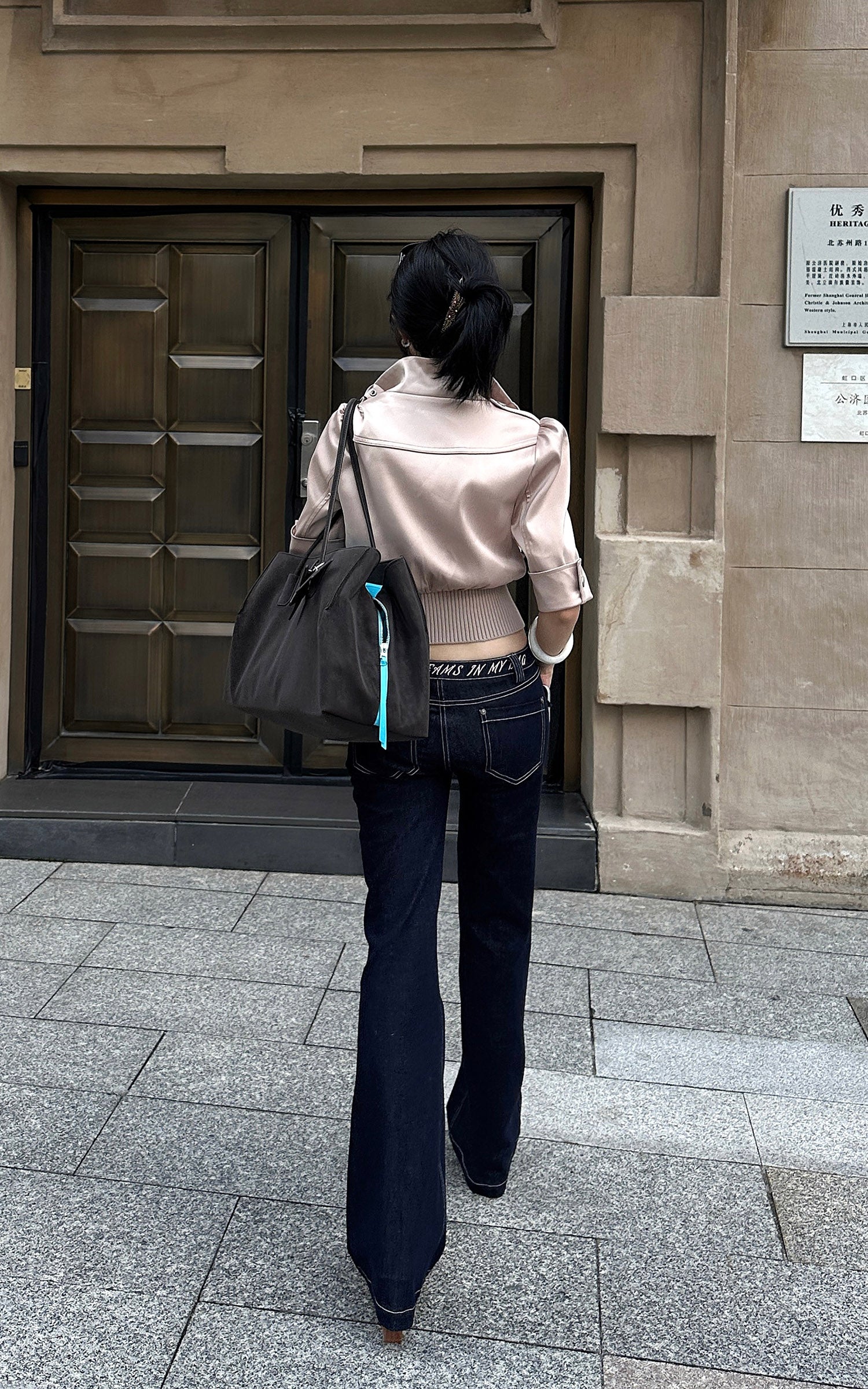 Hydrae Satin Gathered Cropped Zip Jacket