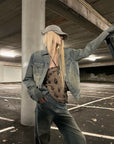 Rase le sol Veste en jean délavée & Ensemble pantalon large