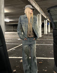 Rase le sol Veste en jean délavée & Ensemble pantalon large