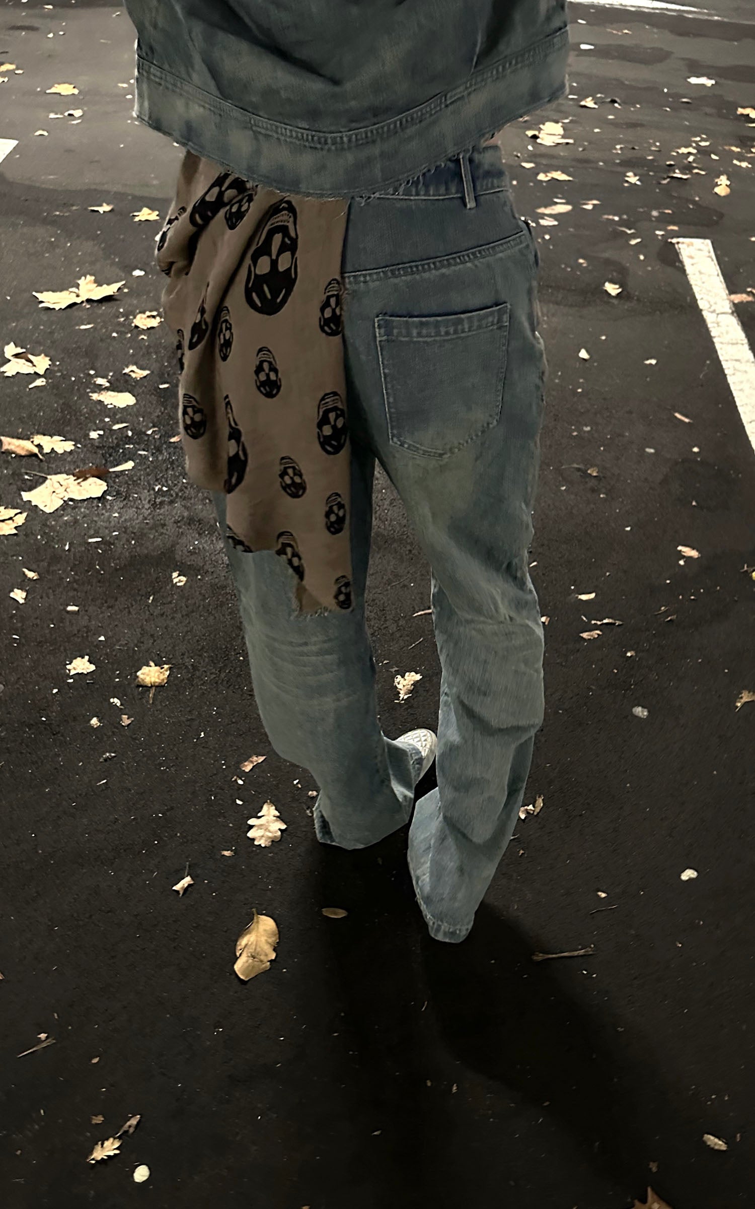 Rase le sol Veste en jean délavée &amp; Ensemble pantalon large