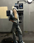 Rase le sol Veste en jean délavée & Ensemble pantalon large