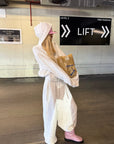 Rase le sol Crinkled Hooded Zip-Up & Wide-Leg Pants Set