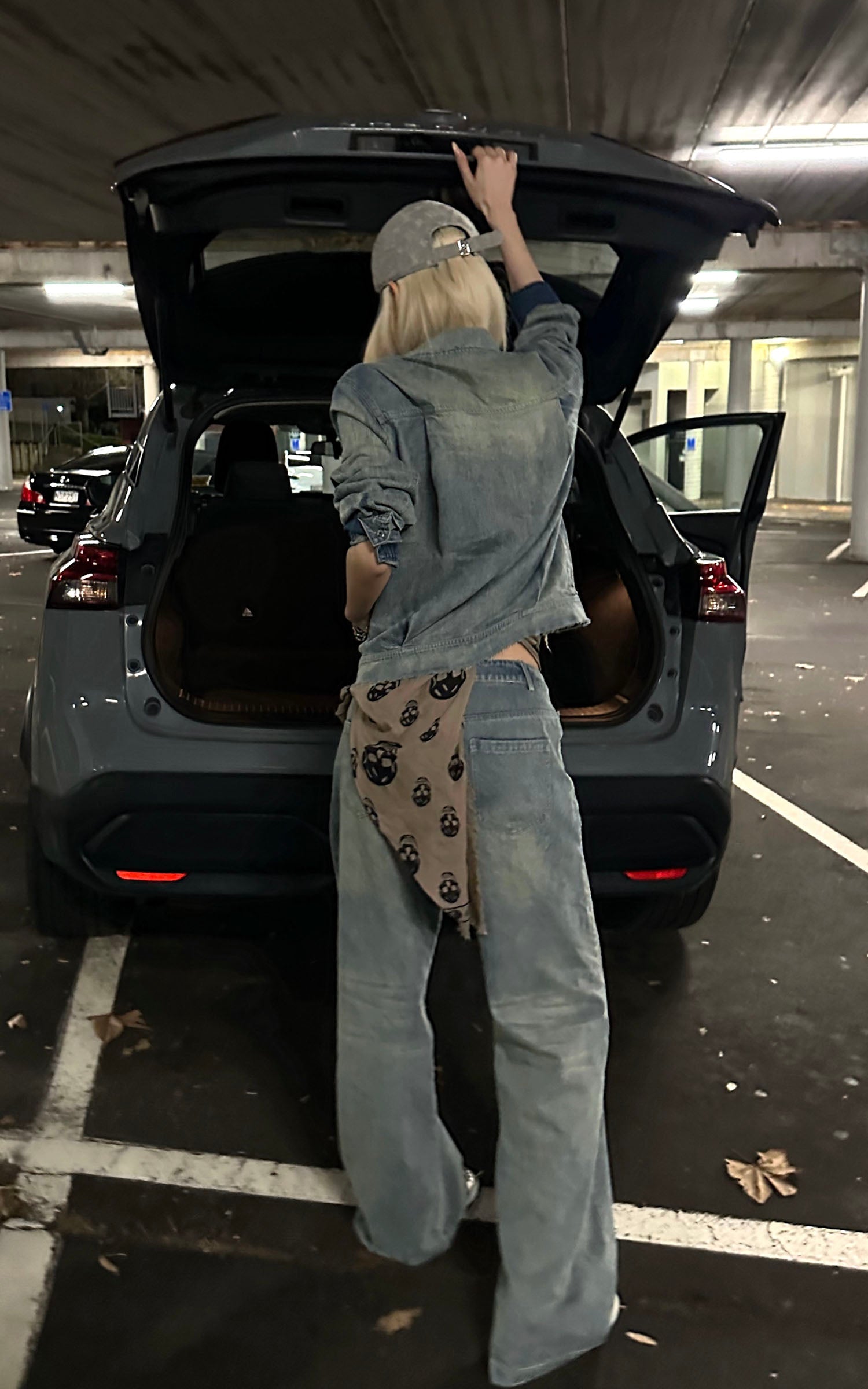 Rase le sol Veste en jean délavée &amp; Ensemble pantalon large