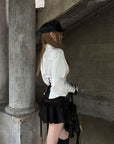 Rase le sol Ruched Ruffle Bubble Mini Skirt
