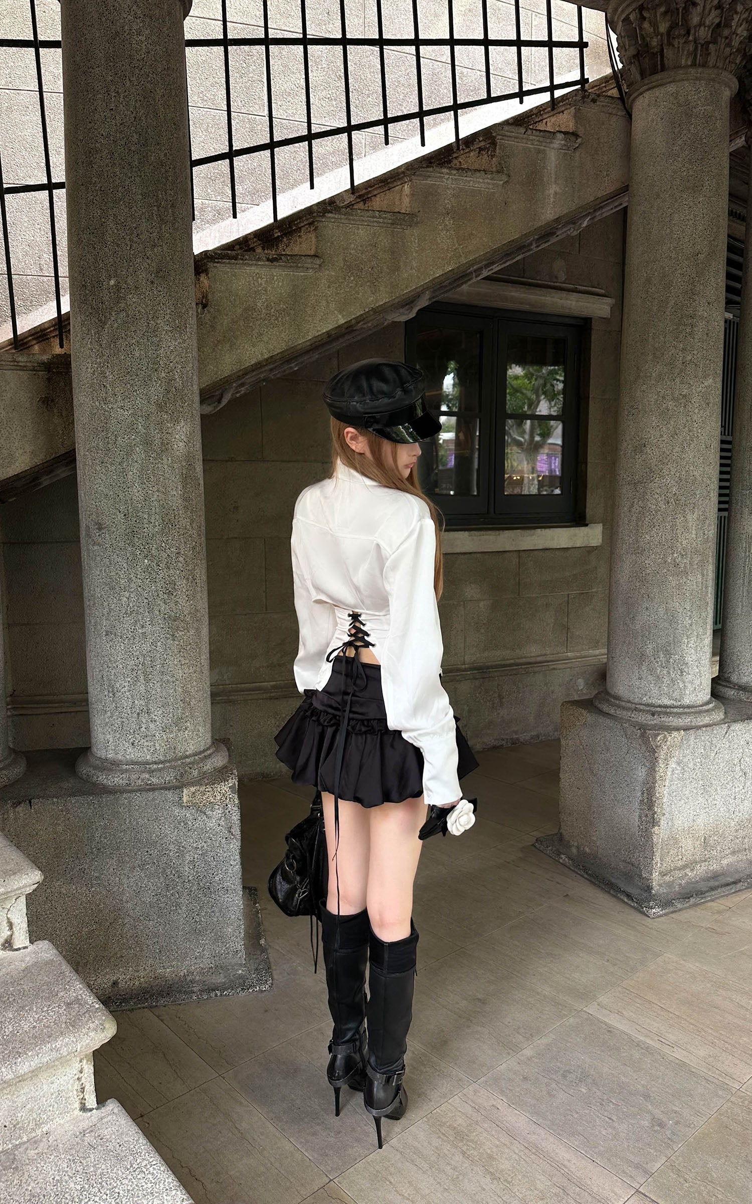 Rase le sol Ruched Ruffle Bubble Mini Skirt