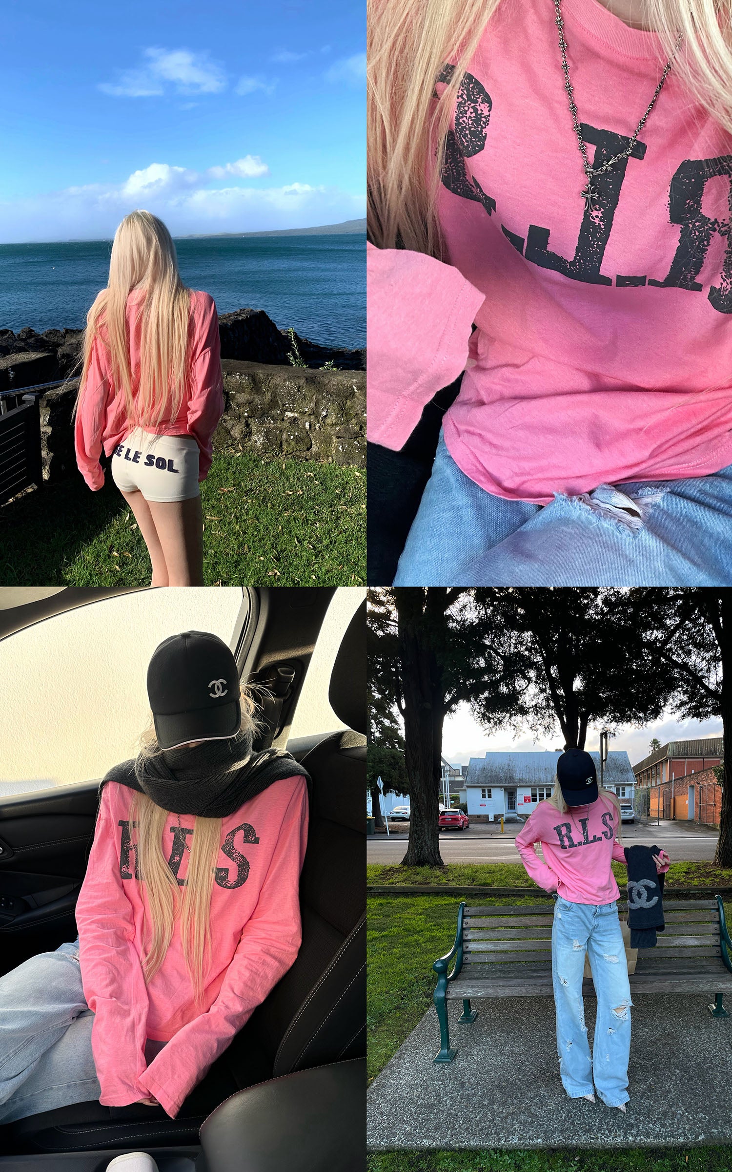 Rase le sol Distressed Logo Long Sleeve T-Shirt