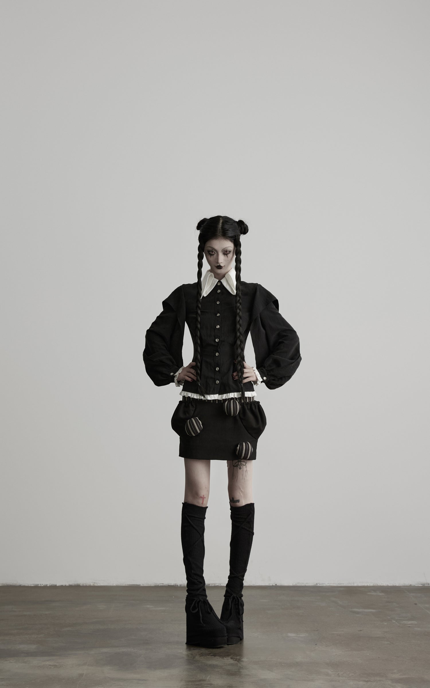 DOINDULGE Gothic Striped Panel Mini Skirt