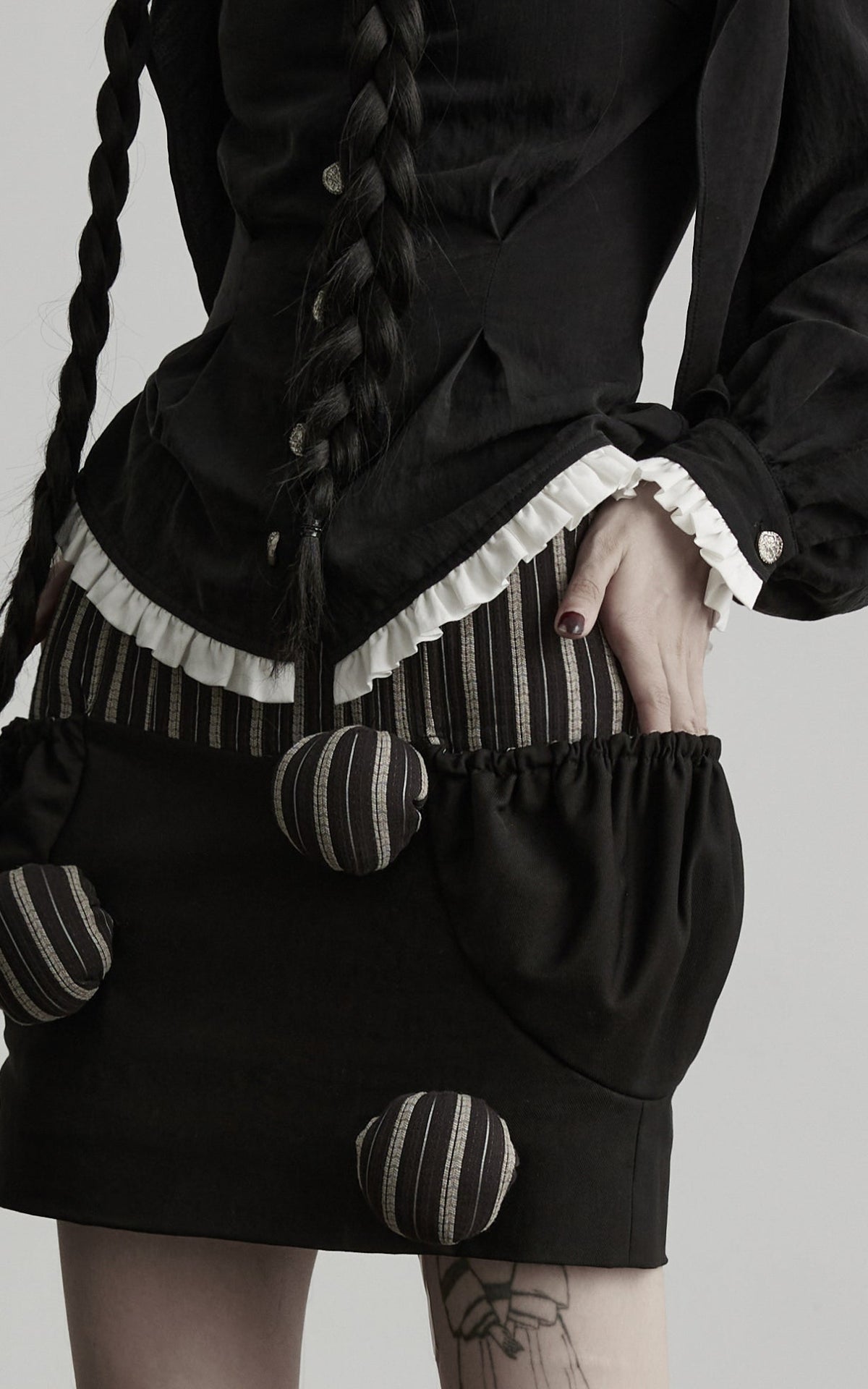 DOINDULGE Gothic Striped Panel Mini Skirt