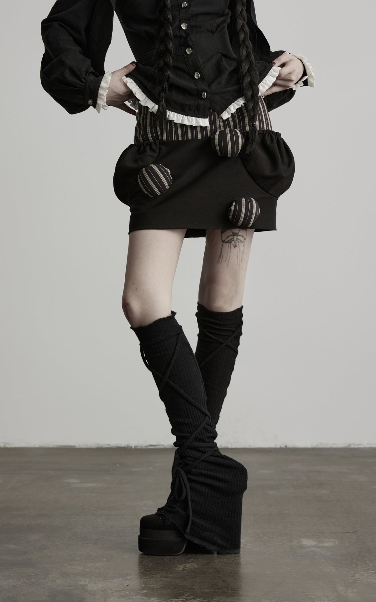 DOINDULGE Gothic Striped Panel Mini Skirt