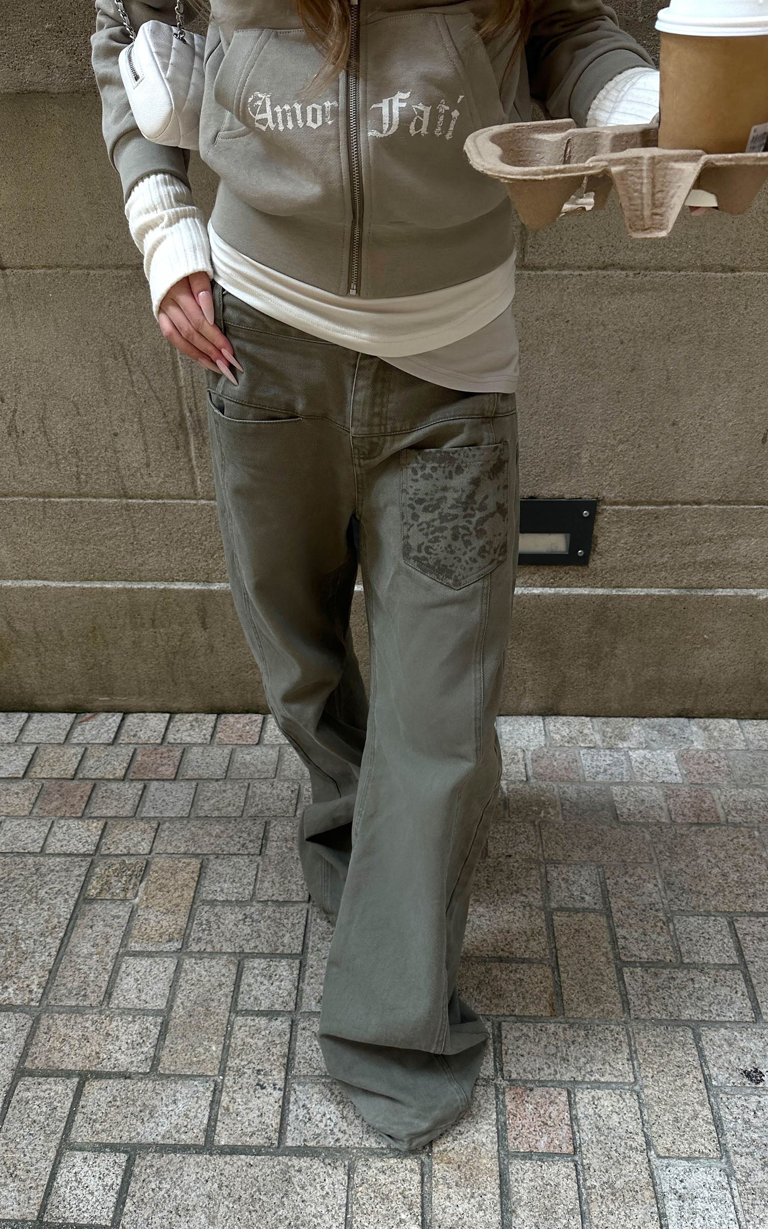 Rase le sol Pantalon large à motif léopard