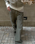 Rase le sol Pantalon large à motif léopard