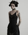 DOINDULGE Gothic Textured Knit Side Slit Camisole Top