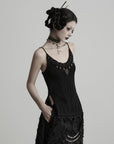 DOINDULGE Gothic Textured Knit Side Slit Camisole Top