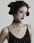 DOINDULGE Gothic Textured Knit Side Slit Camisole Top