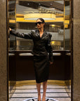 ROVENTE Faux Leather Tailored Blazer & Pencil Skirt Set