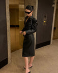 ROVENTE Faux Leather Minimalist Pencil Skirt
