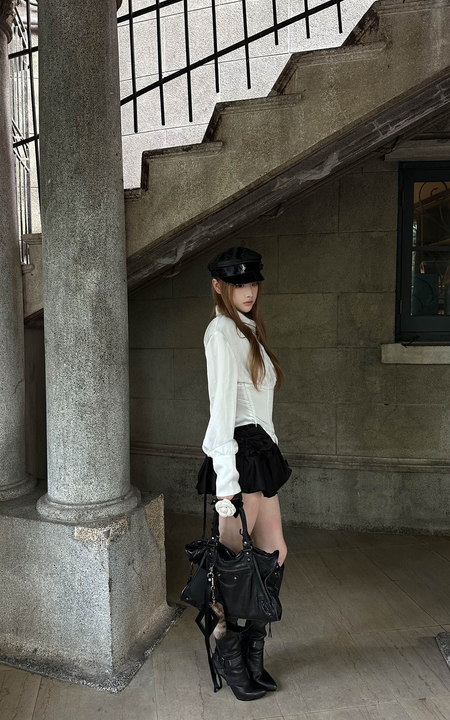 Rase le sol Ruched Ruffle Bubble Mini Skirt