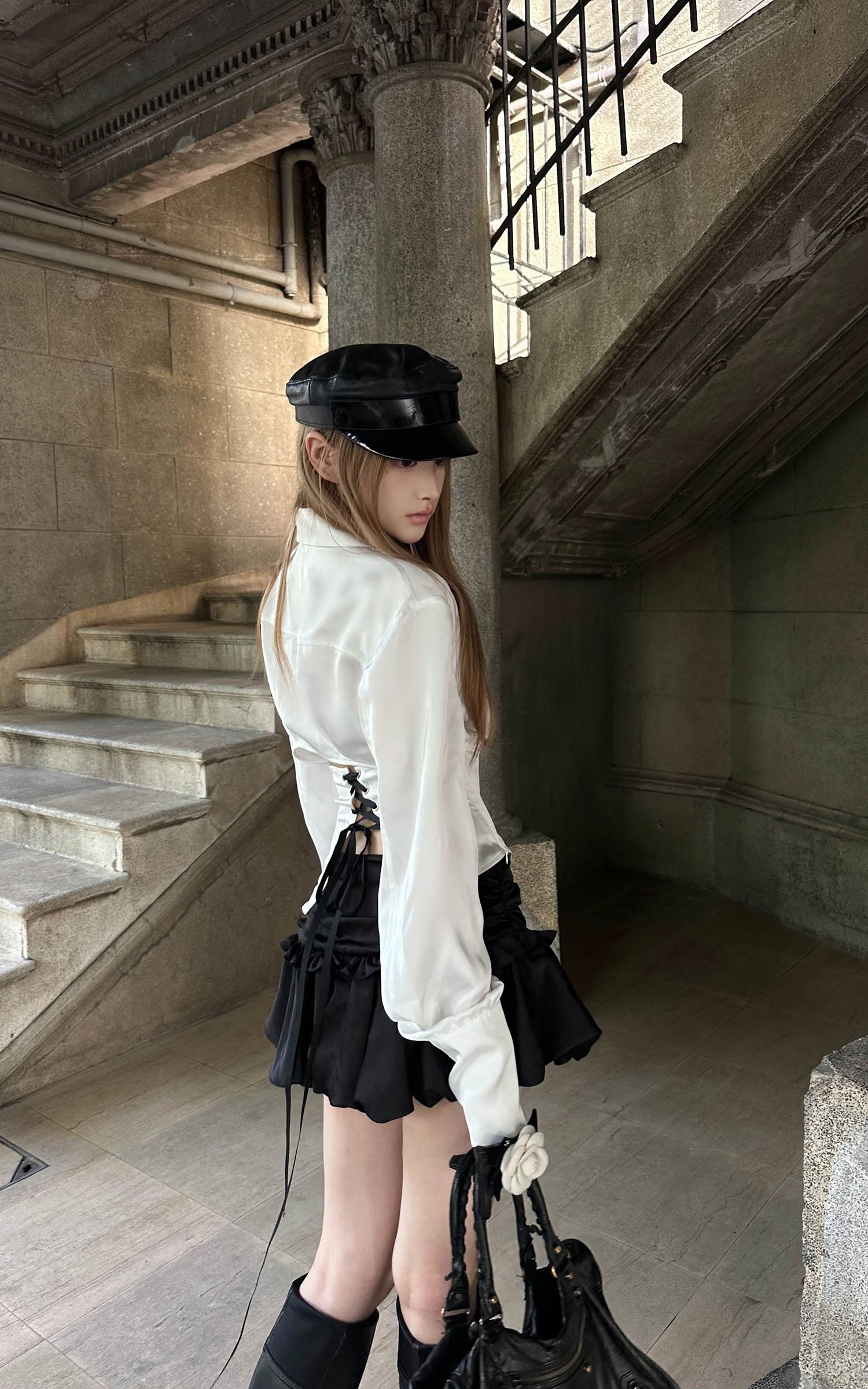 Rase le sol Lace-Up Corset Shirt