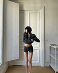 WARDEN EDGE W9 Knit Zip Hoodie & Micro Shorts Set