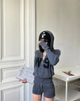 WARDEN EDGE W9 Knit Zip Hoodie & Micro Shorts Set