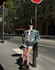 WARDEN EDGE Mini à carreaux avec bordure en dentelle Short doté d'une taille élastique et d'une silhouette streetwear décontractée
