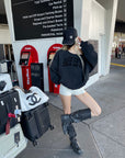 Rase le sol Deconstructed Wide-Neck Sweatshirt & Micro Shorts Set
