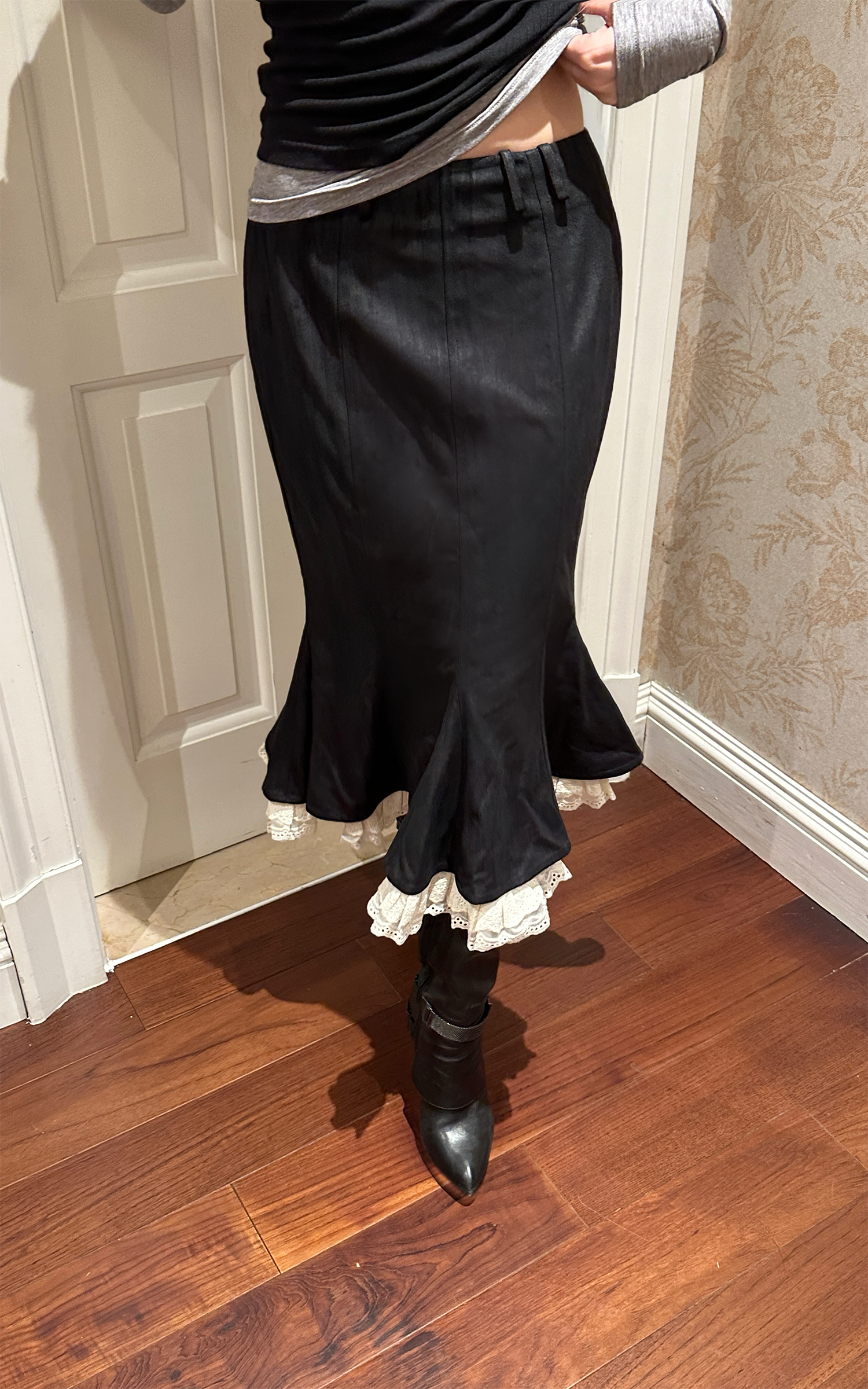 Rase le sol Lace-Trim Mermaid Skirt