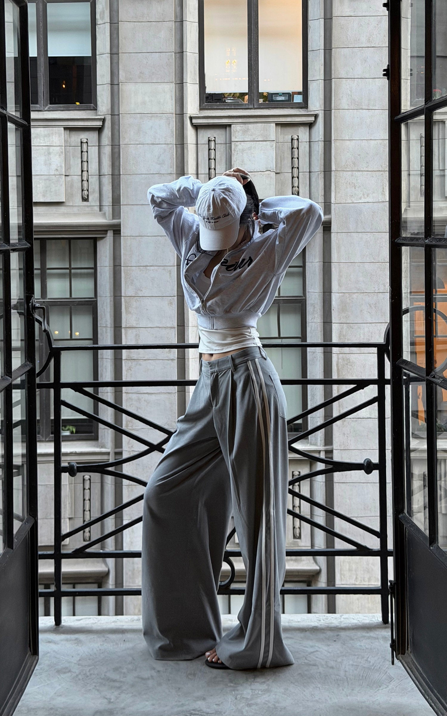 ROVENTE Cropped Zip Jacket and Mini Shorts Set with Embroidered Script Detail and Relaxed Sporty Silhouette